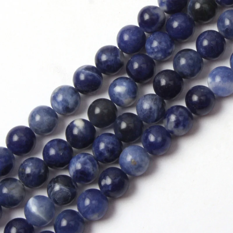 Круглые каменные бусины sodalite из натуральных драгоценных камней DIY свободные для