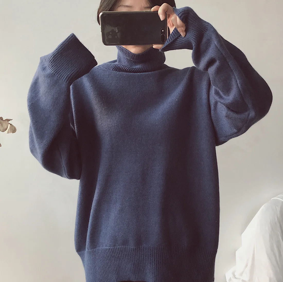 Autumn And Winter new stylish and warm rabbit hair blends thick turtleneck loose sweater women's slim thin warm sweater LFM9063 Autumn And Winter new stylish and warm rabbit hair blends thick turtleneck loose sweater women's slim thin warm sweater LFM9063