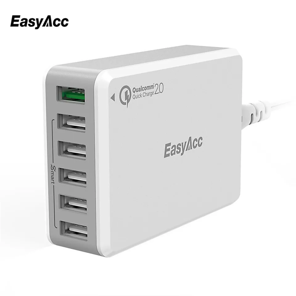

[Quick Charge 2.0]EasyAcc 50W USB Charger 6-Port Desktop Charging Station Travel Charger For Samsung Xiaomi HTC EU Plug
