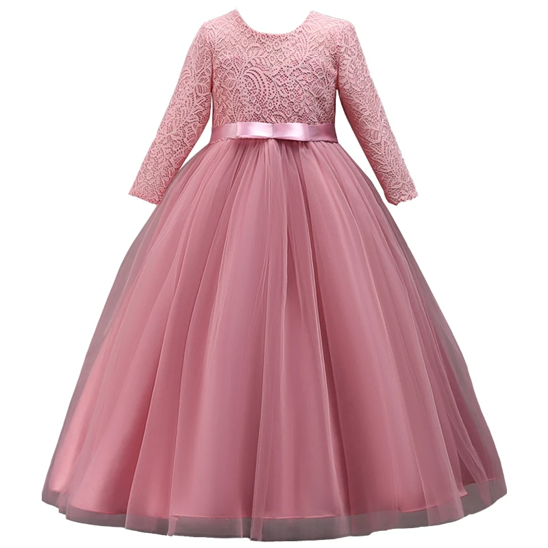 

High Quality Wedding Dress 2018 Winter Long Sleeve Party Kids Dresses For Girls Clothing Christmas Costume Princess Dress 4-14Y