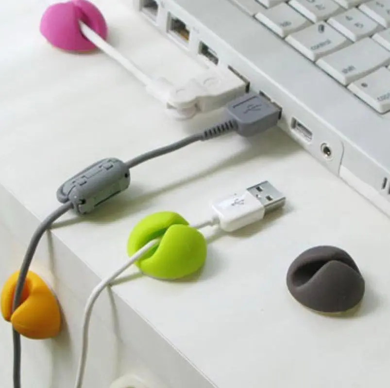 6X Cable clip desk tidy organiser wire multi color lead USB CHARGER