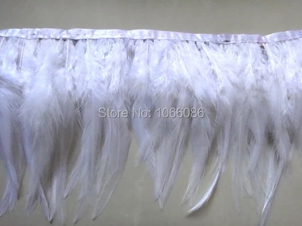 

Free Shipping 10Meters/lot White Rooster Hackle Feather Trims 15-20cm width Saddle Feather Ribbons Chicken Feather trimming