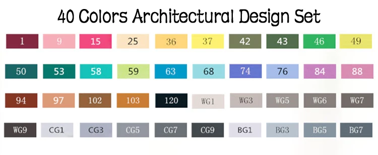 Touchfive маркер 30/40/60/80/168 Цвета набор маркеров для живописи жирной на спиртовой основе эскиз Маркеры Ручка для искусства раскрашивания манга анимация - Цвет: 40 Architectural Set
