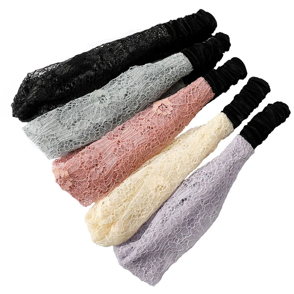 

Best Cheap Accessories Colorful Flower Lace Stretchy Wide Wrap Hair Bands For Women Turban Bandanas Beach Hairband Fast shipping