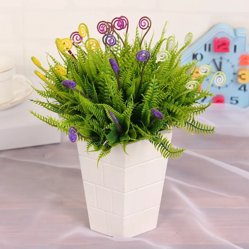 

7 Forks Hippocampus grass flower Green Grass artificial flowers decorative fake flores bouquet Home Decoration