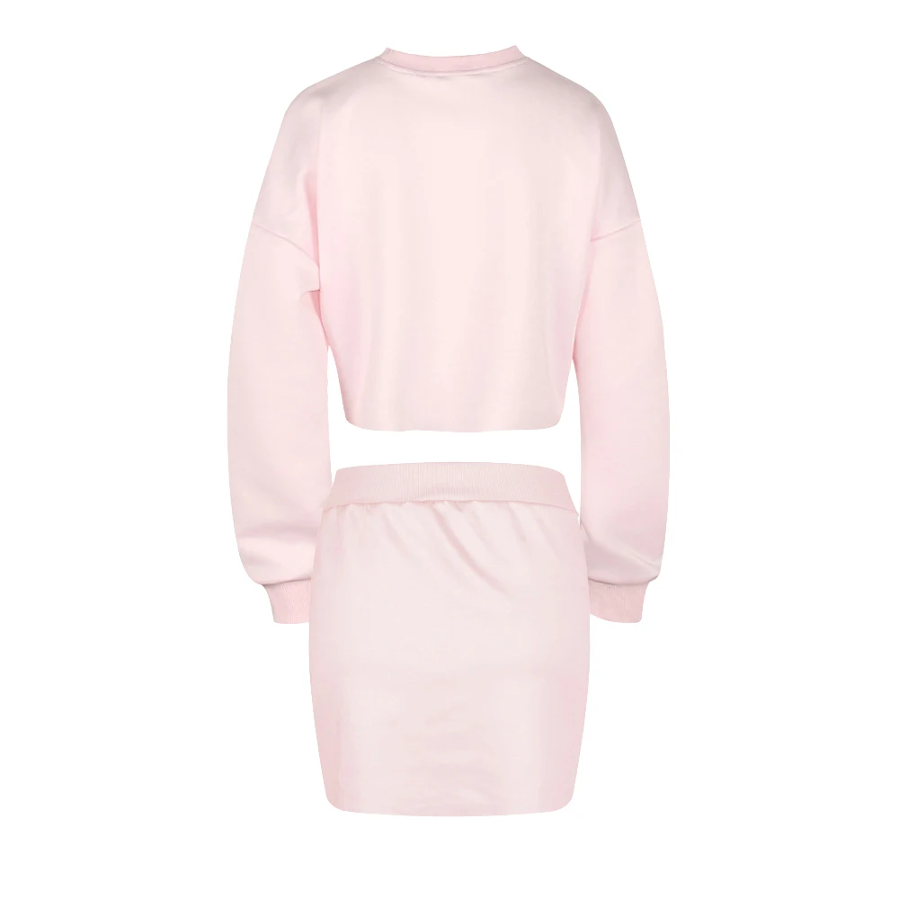women sweatsuit short crop top pullover knitted hoodies suit letter pink sweat suit plus size