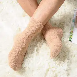 1 пара Для Мужчин's осень-зима сплошной цвет искусственного коралловые бархатные теплые носки спальная кровать носки