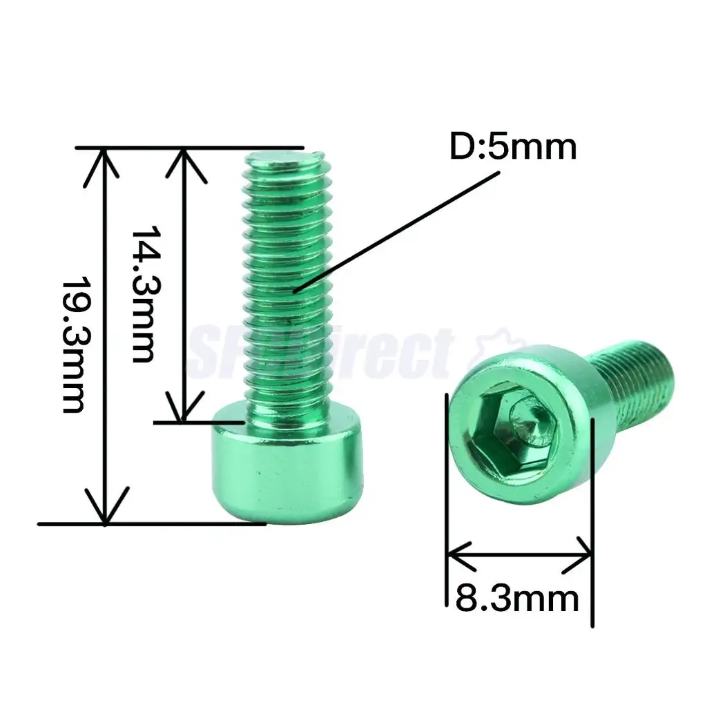 2PC Aluminum Alloy Bike Water Bottle Cage Holder Bolt Handlebar Holder Screw 5mm