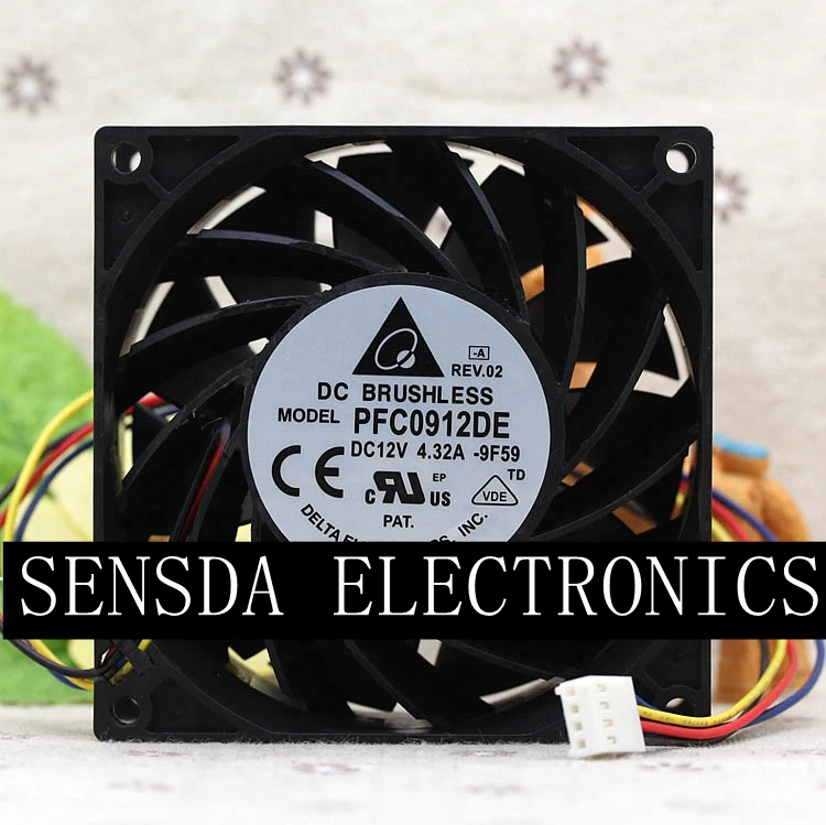 IP68 waterproof cooling fan Delta PFC0912DE 9238 12V 3 72A 200CFM 8100RPM powerful fan