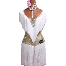 DHL,, костюм для латинских танцев, белые стразы с бахромой, платье для латинских танцев для женщин, платья для латинских танцев