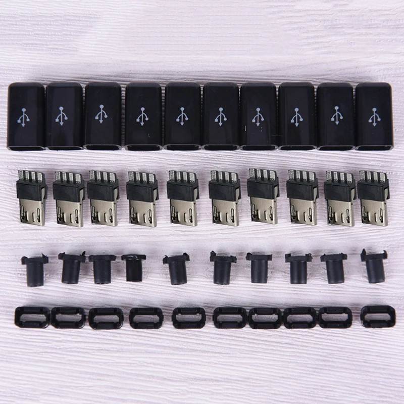 10 шт./компл. 4 в 1 DIY Micro USB сварочный Тип штекер контактный разъем пластиковая