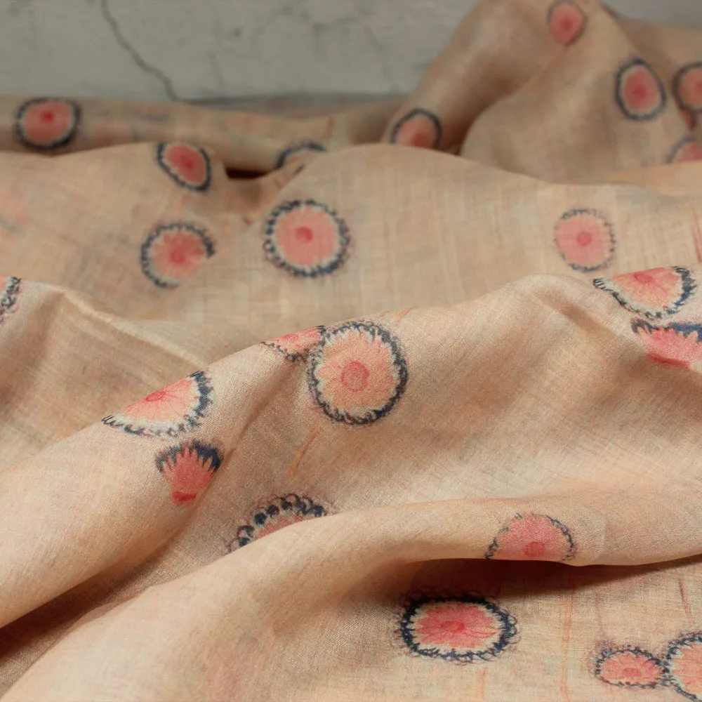 

High quality pure ramie fabric Large dot printing tissu Fashion summer clothing dress tissus