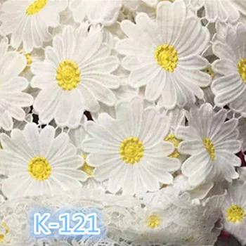 

2Yards African Lace Fabric White and Yellow Floral Swiss Voile Lace High Quality Emboridery Water Soluble French Lace Fabric