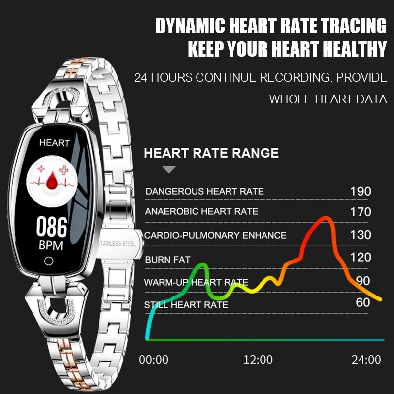 Online H A H8 pulsera deportiva reloj inteligente 2019 impermeable Monitor de ritmo cardíaco Bluetooth para iOS Android reloj inteligente mujer regalo