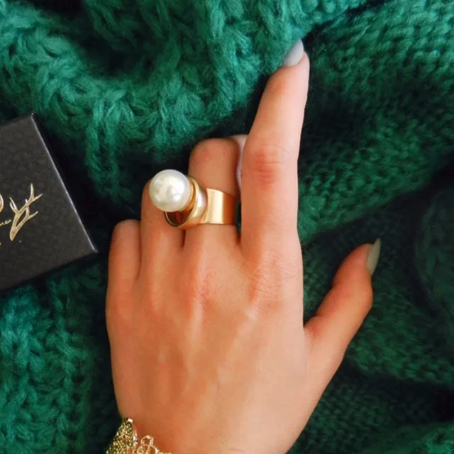 eManco Minimalist Geometric Statement Cuff Rings for Women Large Imitation Pearl eManco Minimalist Geometric Statement Cuff Rings for Women Large Imitation Pearl