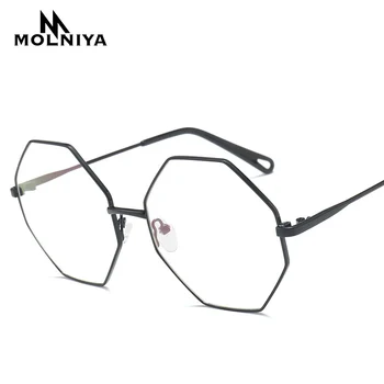 

Hexagon Glasses Frame Retro Round Eyeglass Frame Vintage Spectacles Optical Computer Glasses Freme Unisex NO Degrees