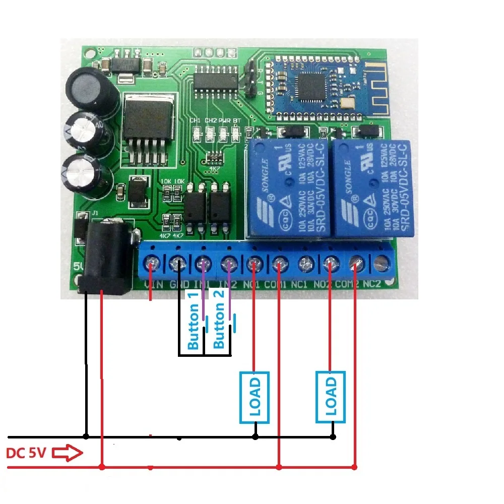 2ch IOS Android Bluetooth реле г 2,4 г RF беспроводной Дистанционное управление переключатель IOT модуль доска