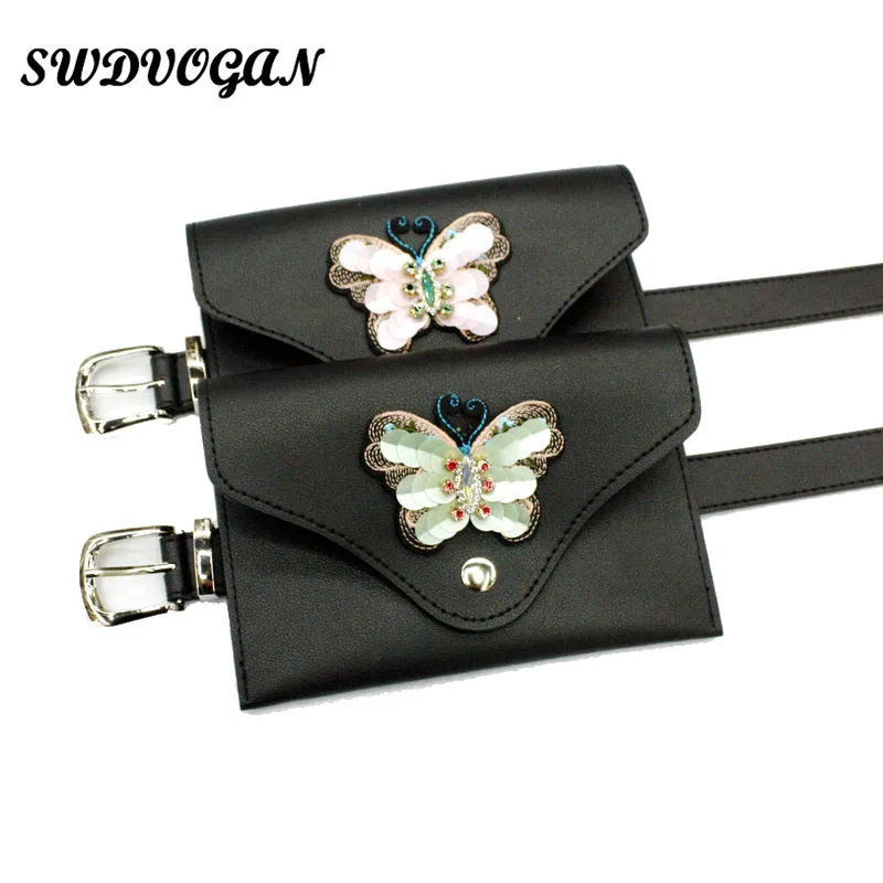 

Fashion Animal Butterfly Women Fanny Packs Leather Waist Bag Belt Bag Money Phone Pouch Shoulder Bags Female Bum Bag Bolso Mujer