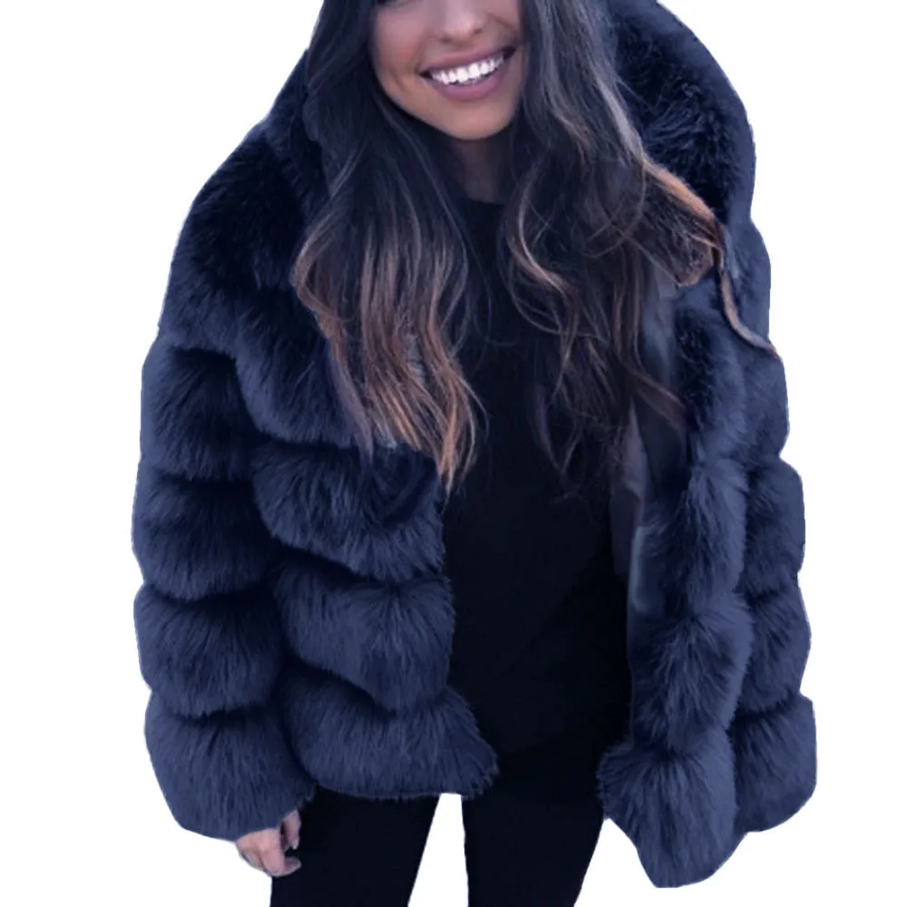 Женская осенне-зимняя верхняя одежда из искусственной норки, зимняя куртка с капюшоном, новая куртка из искусственного меха, теплая плотная верхняя одежда, куртка, длинное женское пальто