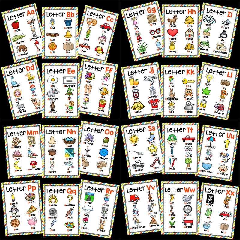 

26 Letter Montessori English Alphabet Word Pocket Flash Card Game Puzzle Card Learning English Educational Toys for Children Kid
