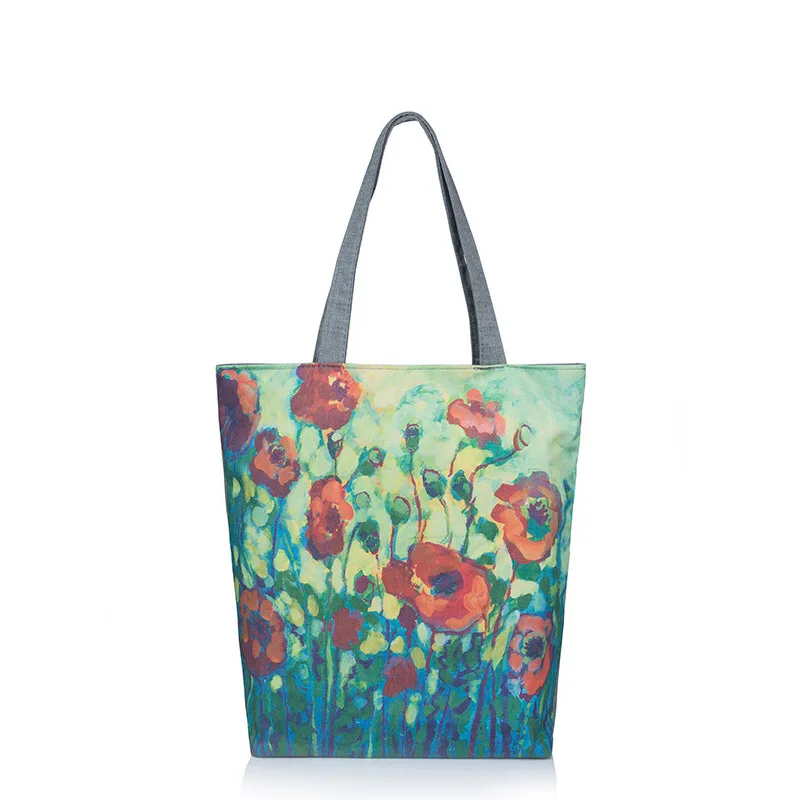 Fashion Women Floral Printed Canvas Tote Single Shoulder Bag Casual Shopping Large Capacity ...