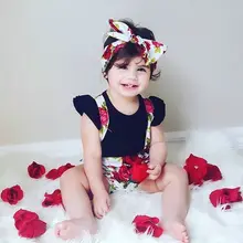 Модные штаны для девочек, От 6 месяцев до 3 лет, 2 предмета, шорты с цветочным рисунком для маленьких девочек, штаны, повязка на голову, летняя одежда