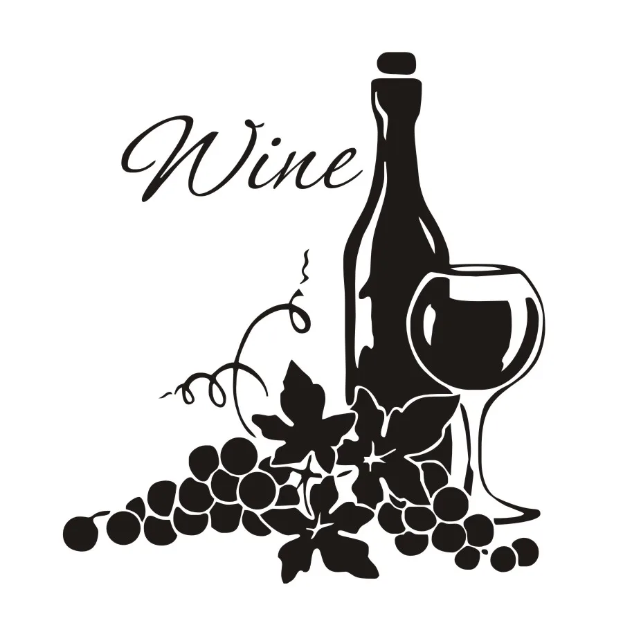 Two Clusters Of Grapes And Wine Bottle Diy High Quality Vinyl Kitchen Wall Stickers Home Decor Wall Sticker For Living Room