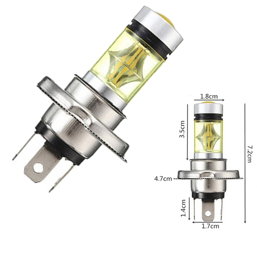 2 шт. 100 Вт H4 H13/9008 9007/9004 светодиодный светильник 20 SMD автомобильный противотуманный