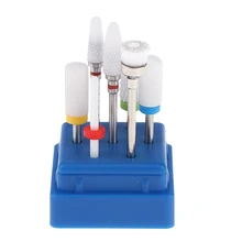 7 in 1 Nail Polish Trimming Tool Set- 6x Nail Drill Bits and Dust Remover Clean Brush for Nail Drill Machine Nail File Drill Pen