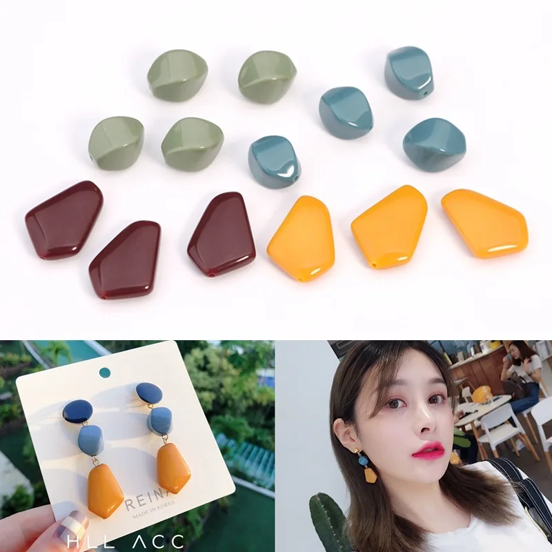 

18*26mm Acrylic Beads Earring Department Irregular Shape Retro Colour Bracelet DIY Accessory Jewelry Making Finding