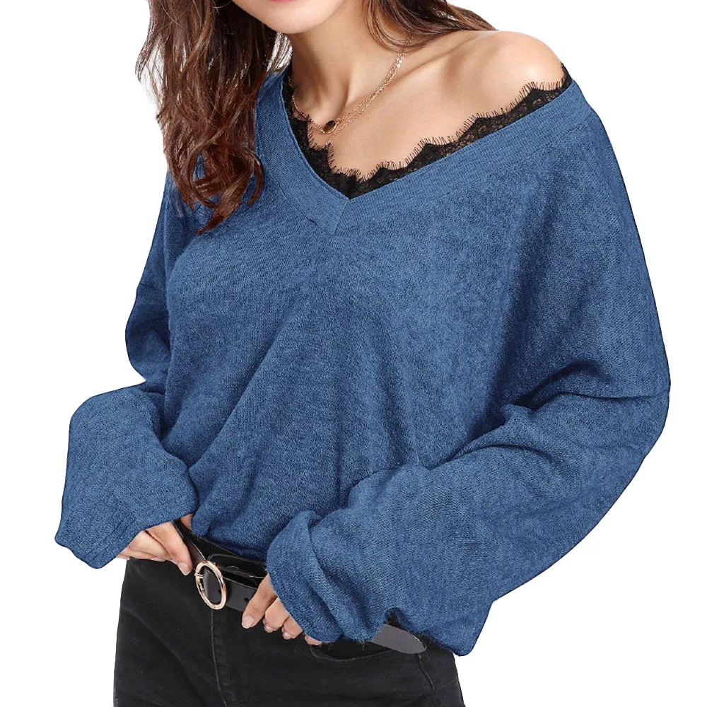

2019 Autumn Sweater Women Lece Knitted Winter Women O-Neck Sweater And Pullover Female Tricot Jersey Jumper Pull Femme Knitwear