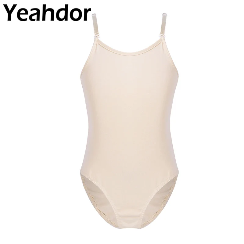 

Nude Kids Girls Adjustable Shoulder Straps Camisole Tank Leotard Underwear for Ballet Dance Gymnastics Ballet One-piece Jumpsuit