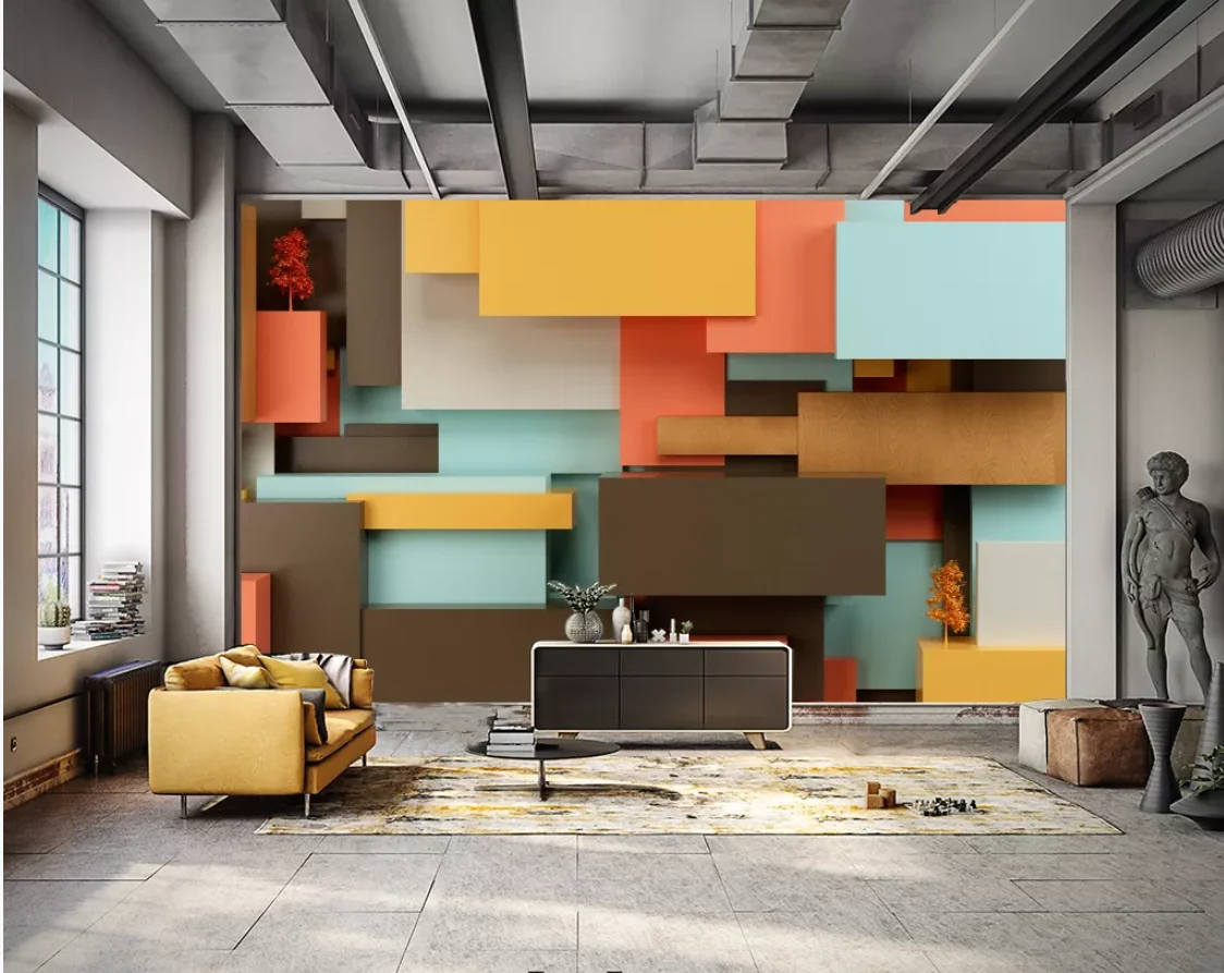 

Abstract Geometric Wallpaper 3D Mura Custom Photo Papers Waterproof Canvas Contact Paper Wedding Decoracion Country