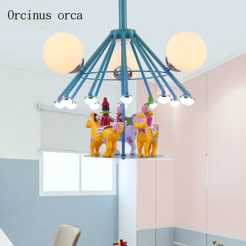 Us 176 0 Cartoon Creative Merry Go Round Chandelier Boys And Girls Bedroom Children S Room Lights Modern Personality Led Chandelier In Pendant