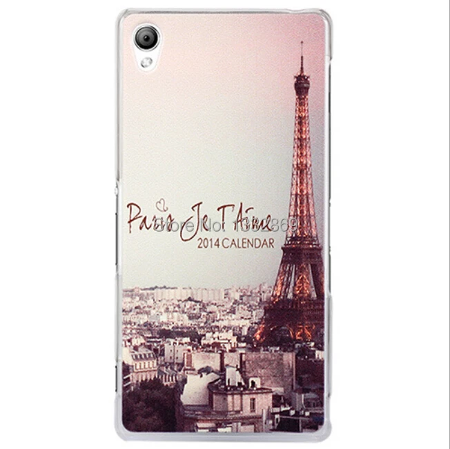 Cool Painting Case for sony xperia Z3 Eiffel Tower Red Lips Fashion Design Hard PC Protective Phone Cases back cover Colorful |