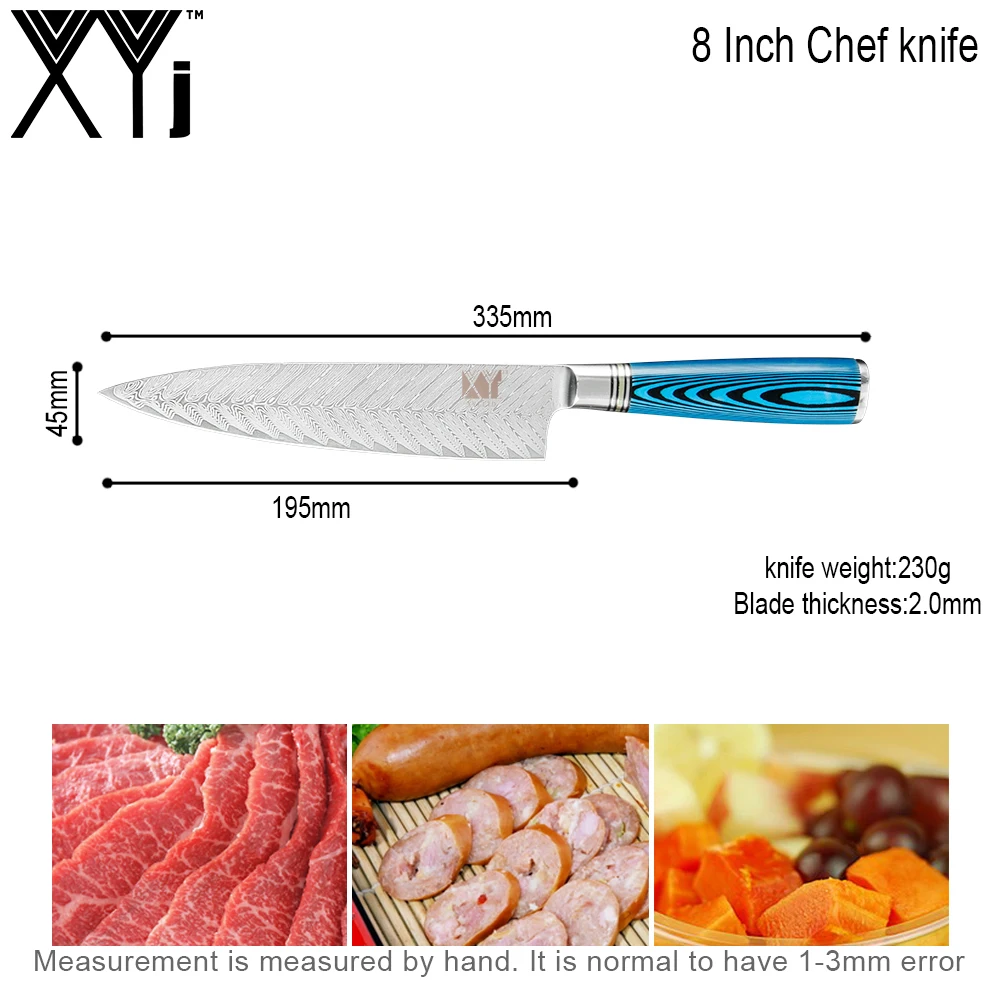 

XYj Meat Cleaver Japanese Kitchen Knife 67 Layers VG10 Damascus Knife Fishbone Pattern 8 inch Chef Knife High Hardness Gyutou