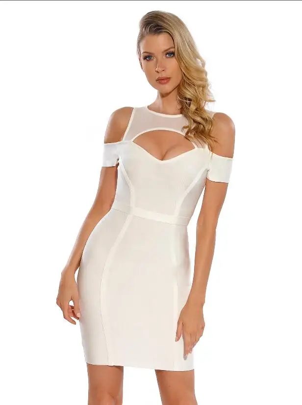 New Summer Style White Color Ladies HL Bandage Dress Sexy Keyhole