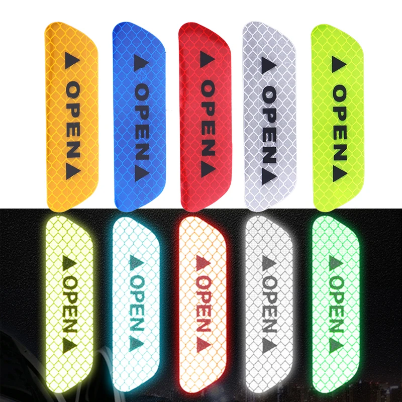 

4Pcs/Set Car OPEN Reflective Tape Warning Mark Reflective Car Door Stickers for Ford Focus 2 3 4 Mondeo Ecosport Fiesta