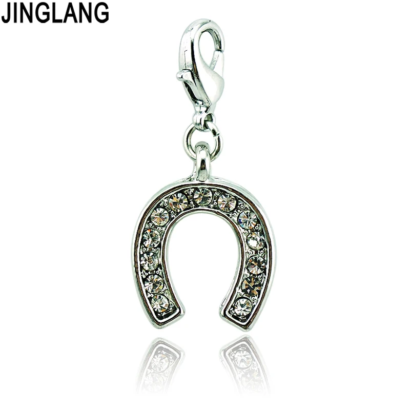 JINGLANG серебряный цвет стразы C Буква Кулон Омар застежка шармы DIY для