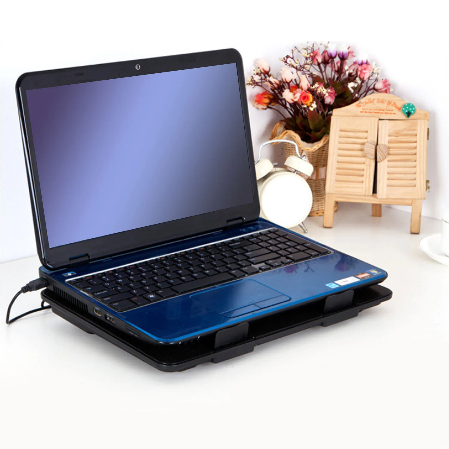 Besegad охладитель для ноутбука охлаждающая подставка с USB Подставка для ноутбука с 5 вентиляторами ультра-тонкий тихий охладитель для ноутбука 15,6 дюймов черный