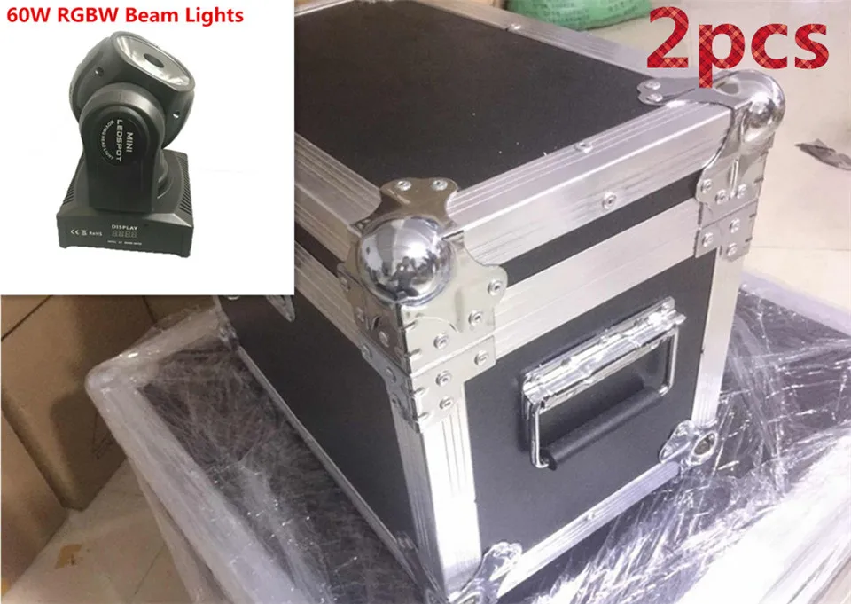 2 шт. 60 Вт + flightcase LED Spot Moving Head Light/USA Luminums mini led beam RGBW 4в1 DJ Light | Лампы и освещение