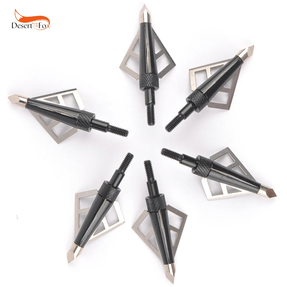 

6/12/24pcs 100 Grains 3-Blade Black Hawk Hunting Arrowhead Tips of Aluminum Alloy with ID 6.2mm for Replace Arrow Heads