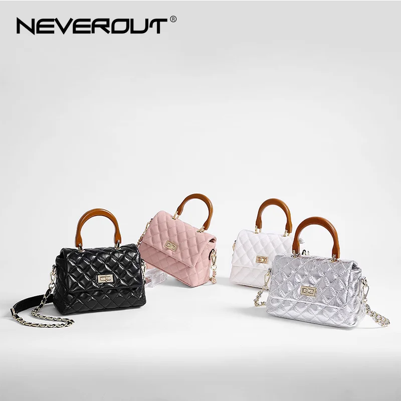 NEVEROUT Классический решетки женская сумка пояса из натуральной кожи Маленькая Tote