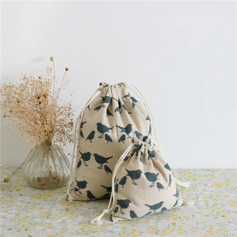 

YILE Cotton Linen Draw String Sorted Bag Travelling Clothing Storage Jewellery & other GIFT Bag Blue Pigeon Size-choosing