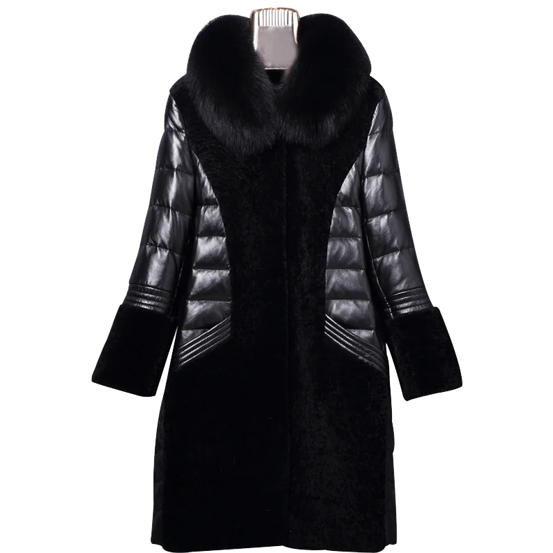 Noir Manteau Naturel Ayunsue Réel De Renard En Taille Femmes Femme Laine Véritable Grande Fourrure Wyq1707 2018 bourgogne Doudoune Col Hiver Chaud Cuir 5xl ZZxPpw1q