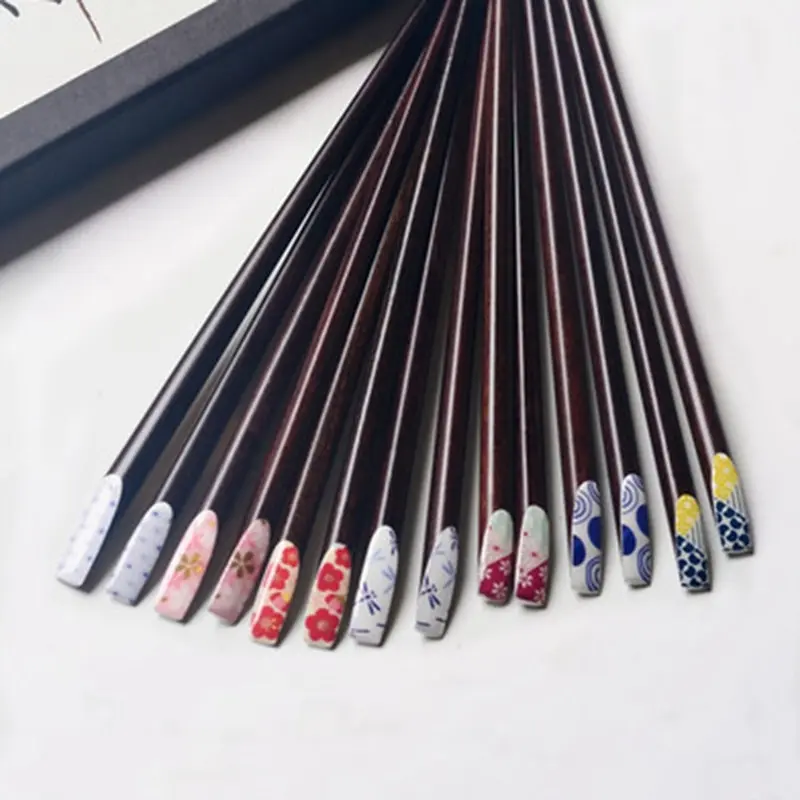 

New 1 Pair Japanese Style Saury Sushi Natural Wooden Chopsticks Cherry Blossoms Chopsticks Dinner Party Kitchen Tableware
