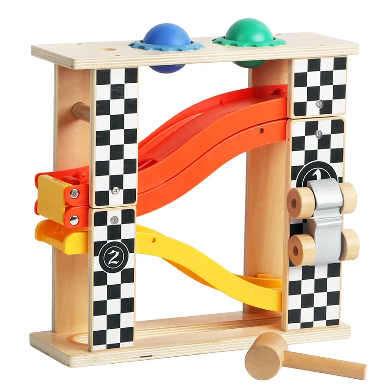 

TOPBRIGHT Puzzle Wooden Cartoon Car Beat Montessori Educational Toy