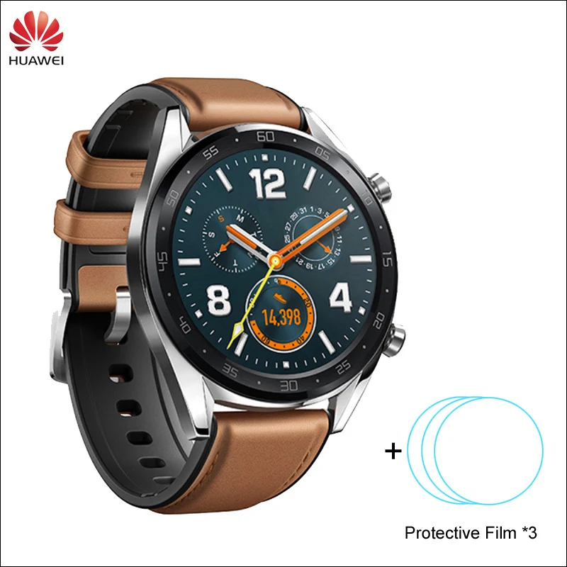 Huawei Watch GT Смарт часы Поддержка gps NFC 14 дней Срок службы батареи 5 атм водонепроницаемый телефонный Звонок трекер сердечного ритма для Android iOS - Цвет: Brown n Film