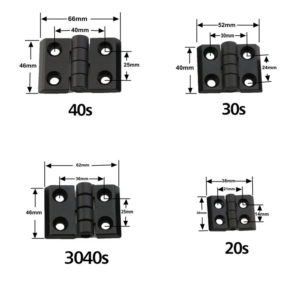 Door Frame Black Metal Hinge for T Slot Aluminum Extrusion Profile 2020
