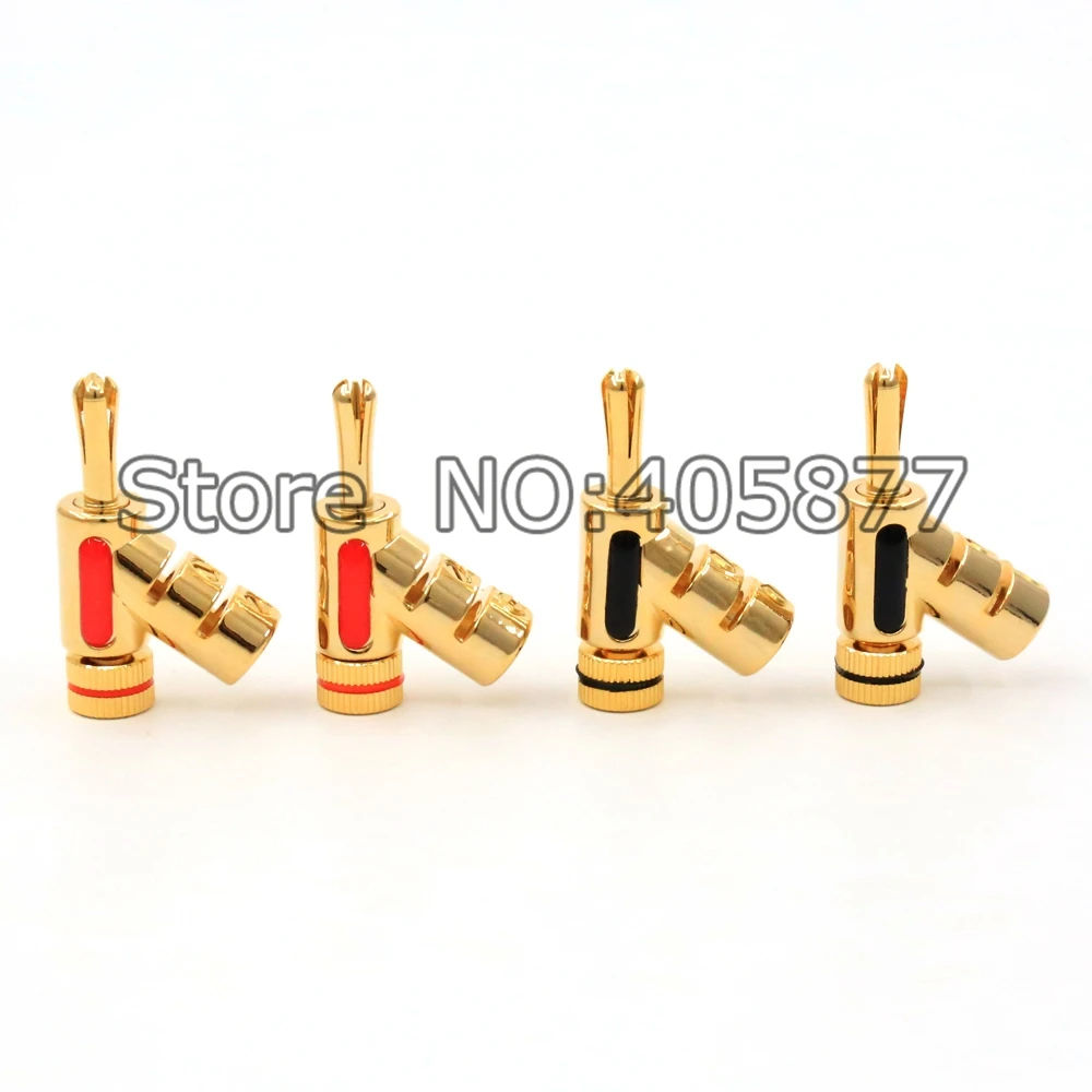 

8PCS Gold Plated Gun Type Speaker Cable Plug Locking Banana Plug Connector HIFI Jack Audio Adapter